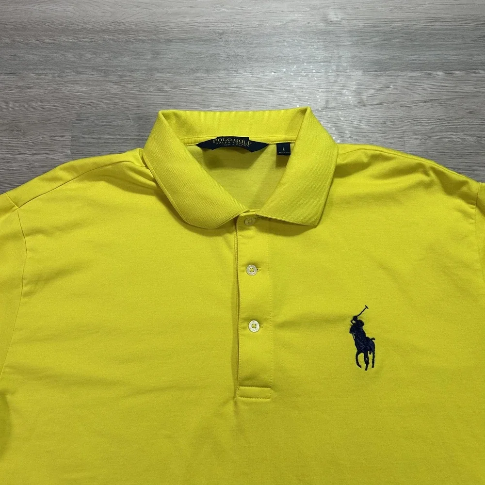 Ralph Lauren Polo Golf Polo Shirt Mens Large Yellow‎ Makai Golf Club Performance